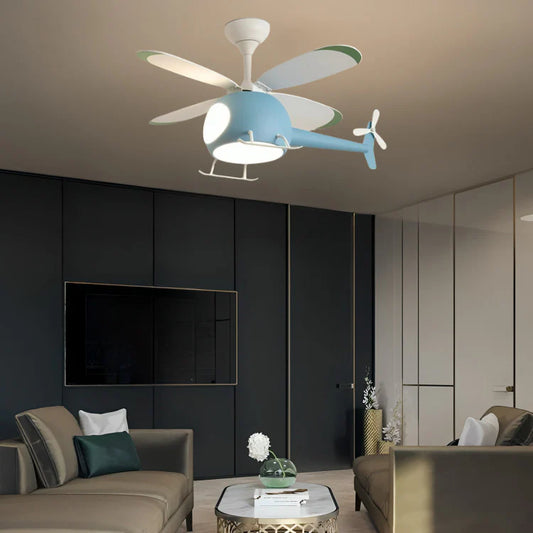 Helicopter LED Ceiling Fan With Remote Control Side View