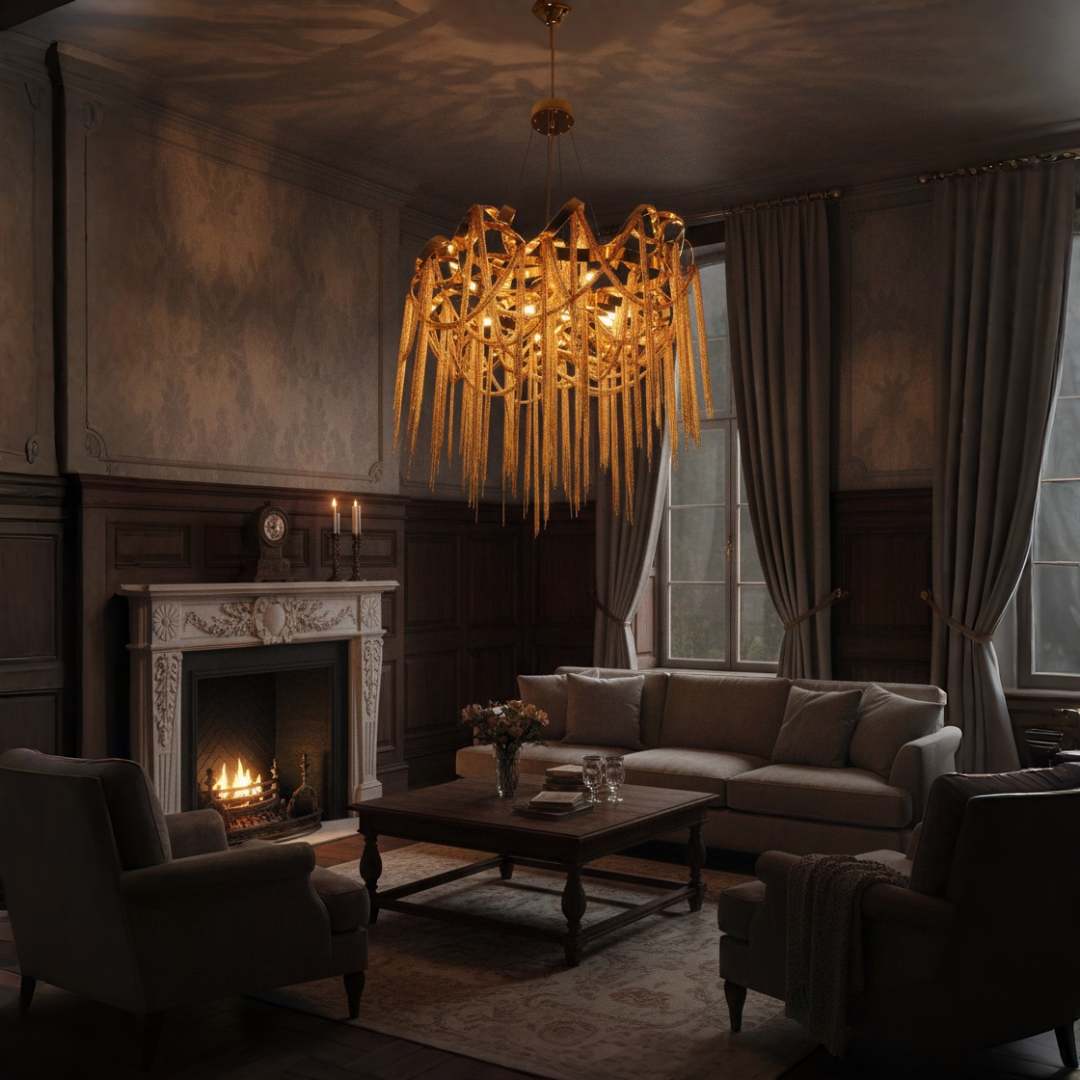 Golden Aura Round Chandelier