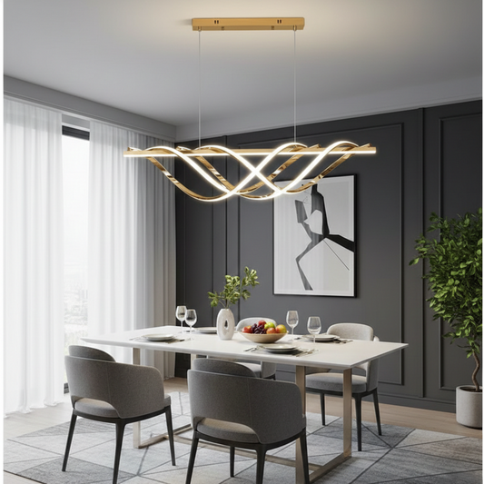 Modern dining room with a stylish Dazzling Dining Chandelier fixture.