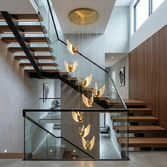 Swan Pendant Duplex Chandelier