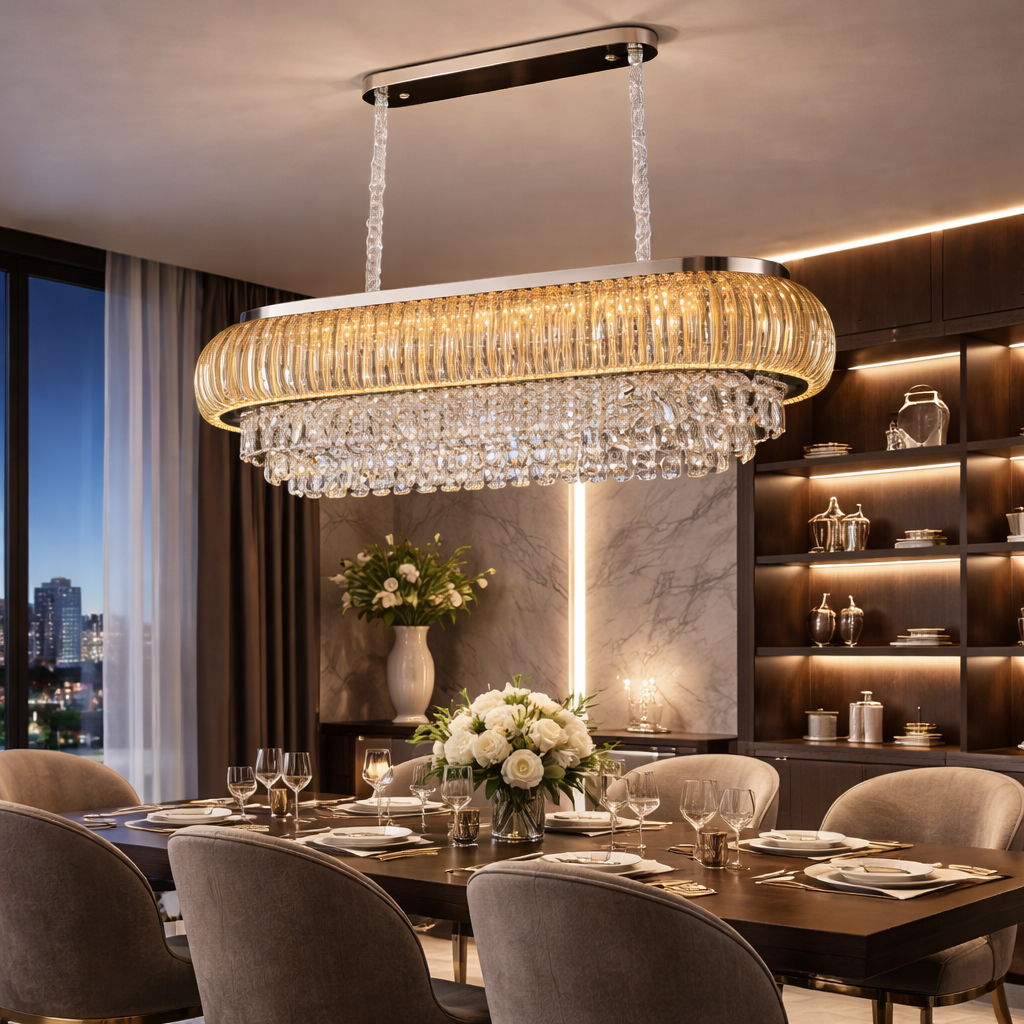 Luxe Crown Crystal Dining Chandelier
