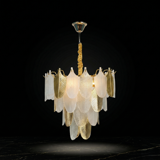 Ivory Leaf Round Chandelier