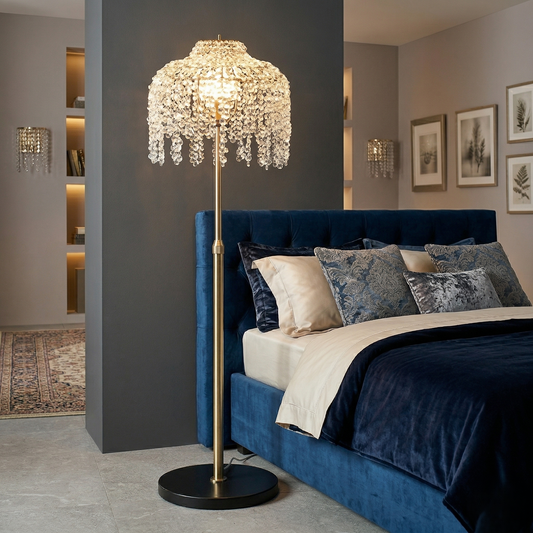 The Madison Waterfall Crystal Floor Lamp