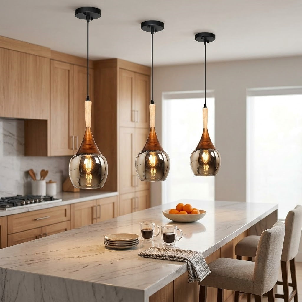 Mid-Century Modern Glass Teardrop Pendant Light