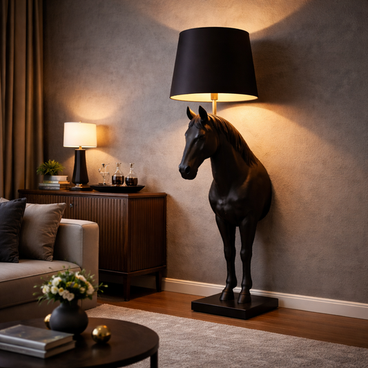 Black Stallion Noir Horse Lamp