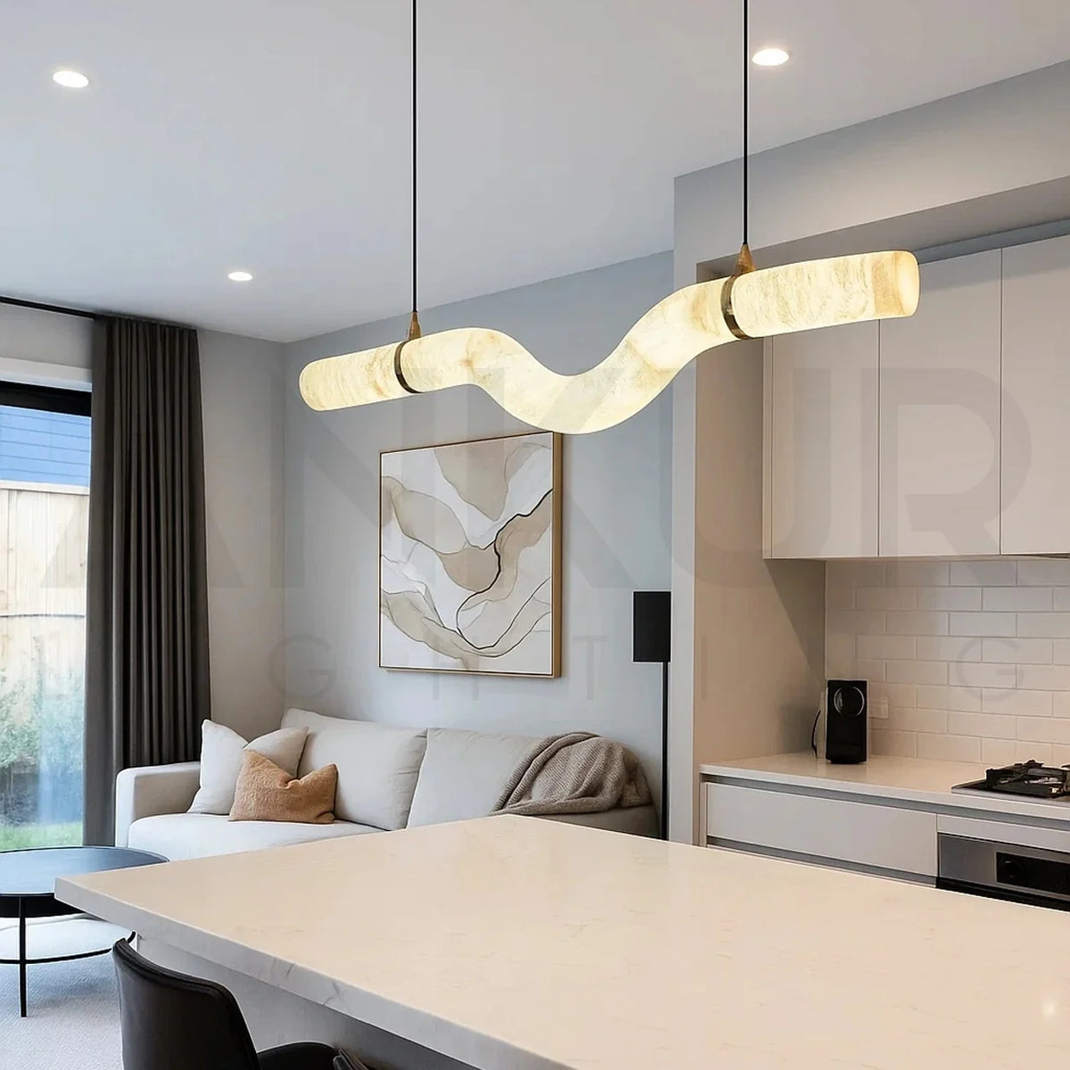 The Ondula Alabaster Wave Chandelier