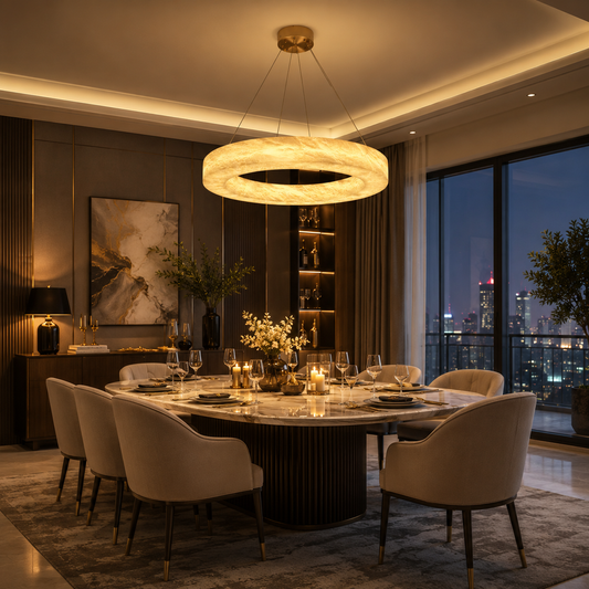 The Solstice Halo Alabaster Chandelier