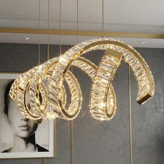 Helix Linear Crystal Dining Chandelier