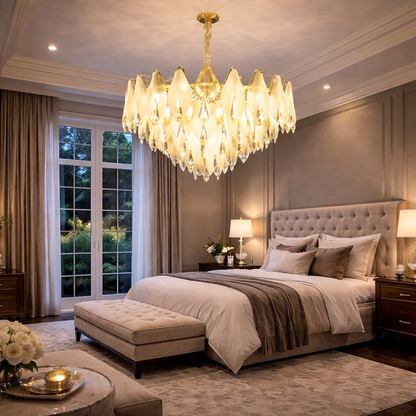 The Murano-Style Frosted Petal Chandelier
