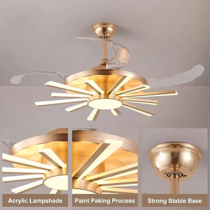 Golden Chandelier Fan with Articulating Heads