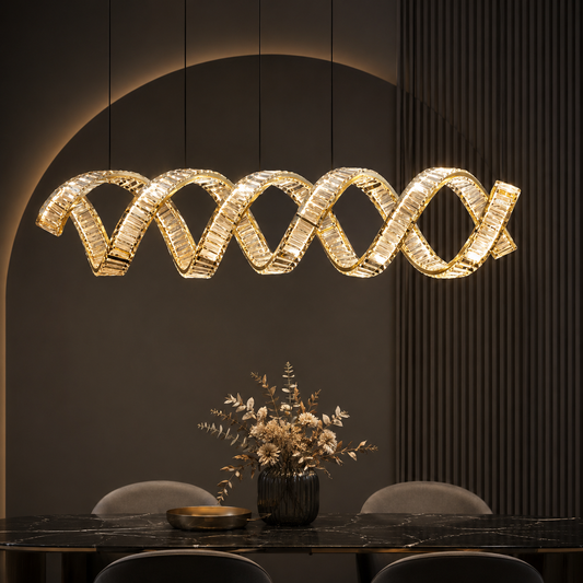 Helix Linear Crystal Dining Chandelier