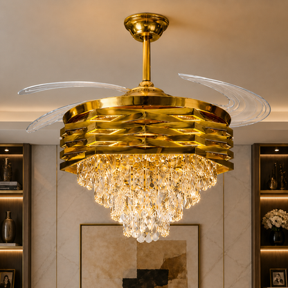 Golden Aura Crystal Fan