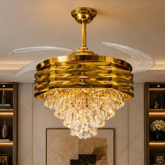 Golden Aura Crystal Fan