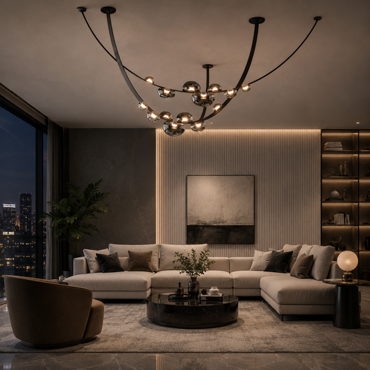 Modern Eclipse Ribbon Chandelier Crafted for Premium Interiors