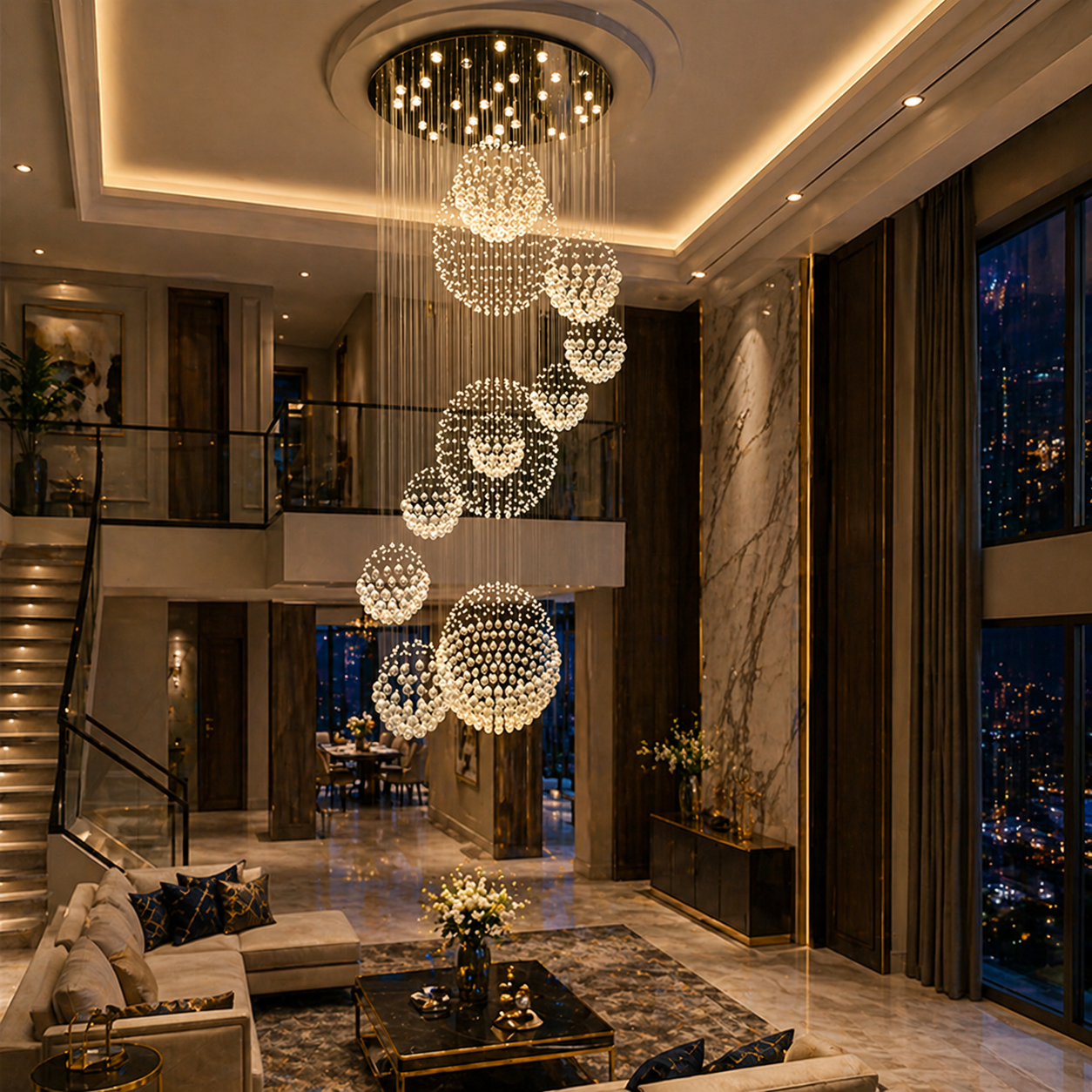 Crystal Rain Royale Duplex Chandelier