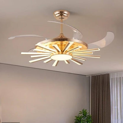 Golden Chandelier Fan with Articulating Heads