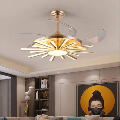 Golden Chandelier Fan with Articulating Heads
