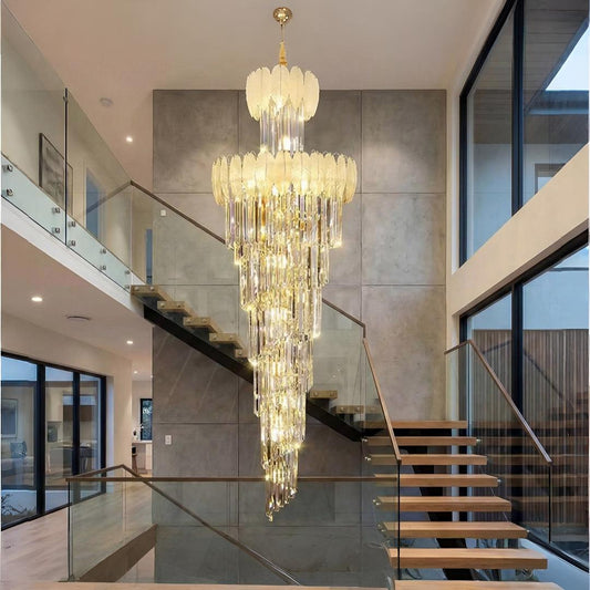 Prisma Leaf Double Height Chandelier