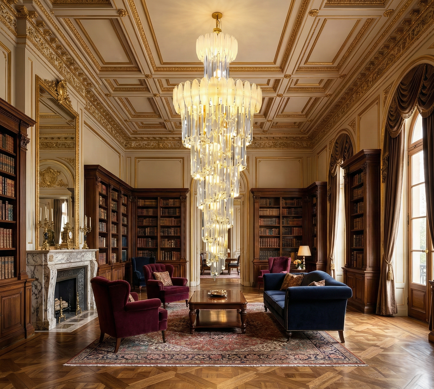 Prisma Leaf Double Height Chandelier