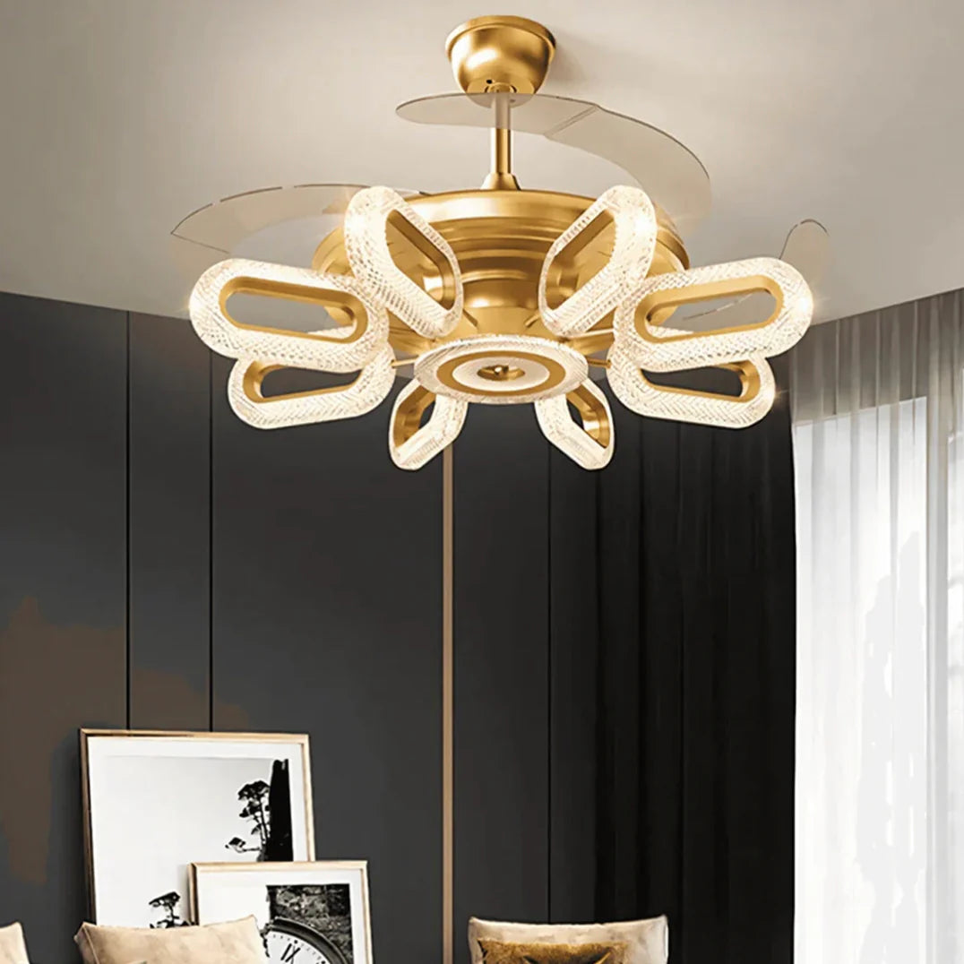 Crystal Glow Chandelier Ceiling Fan