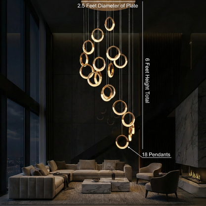 Moon Ring Pendant Duplex Chandelier