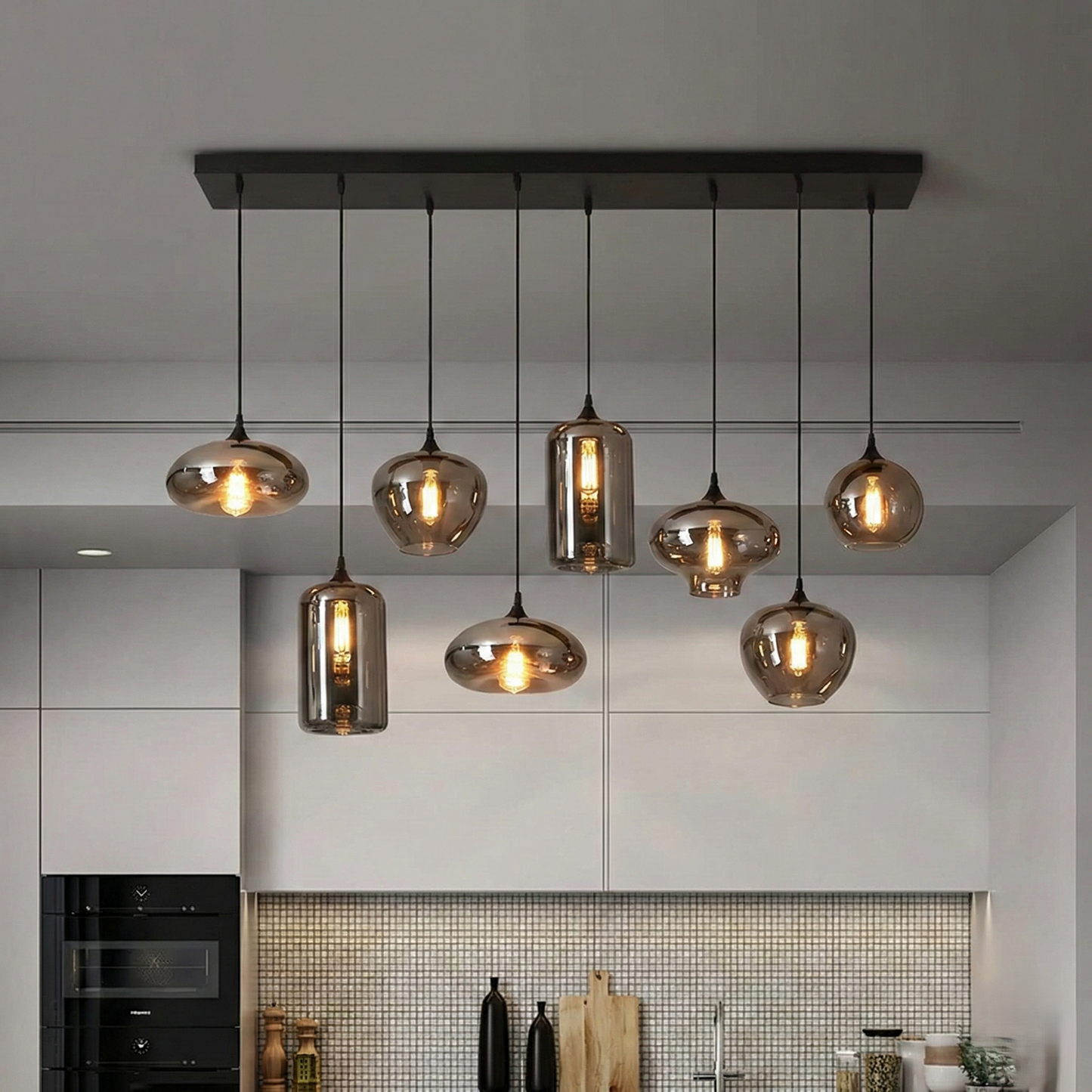 Smoked Multi-Drop Island Chandelier