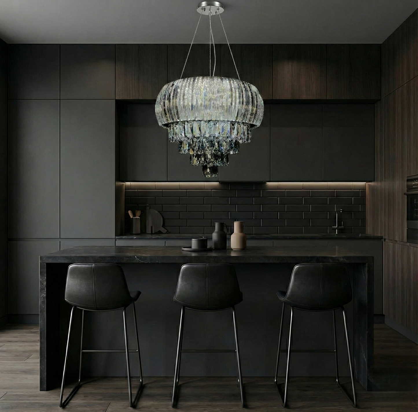 Onyx Drop Crystal Chandelier