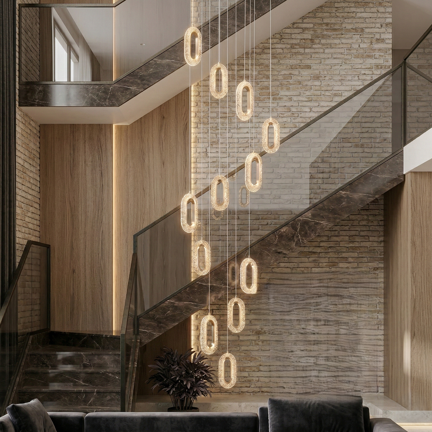 Crystal Glow Pendant Duplex Chandelier