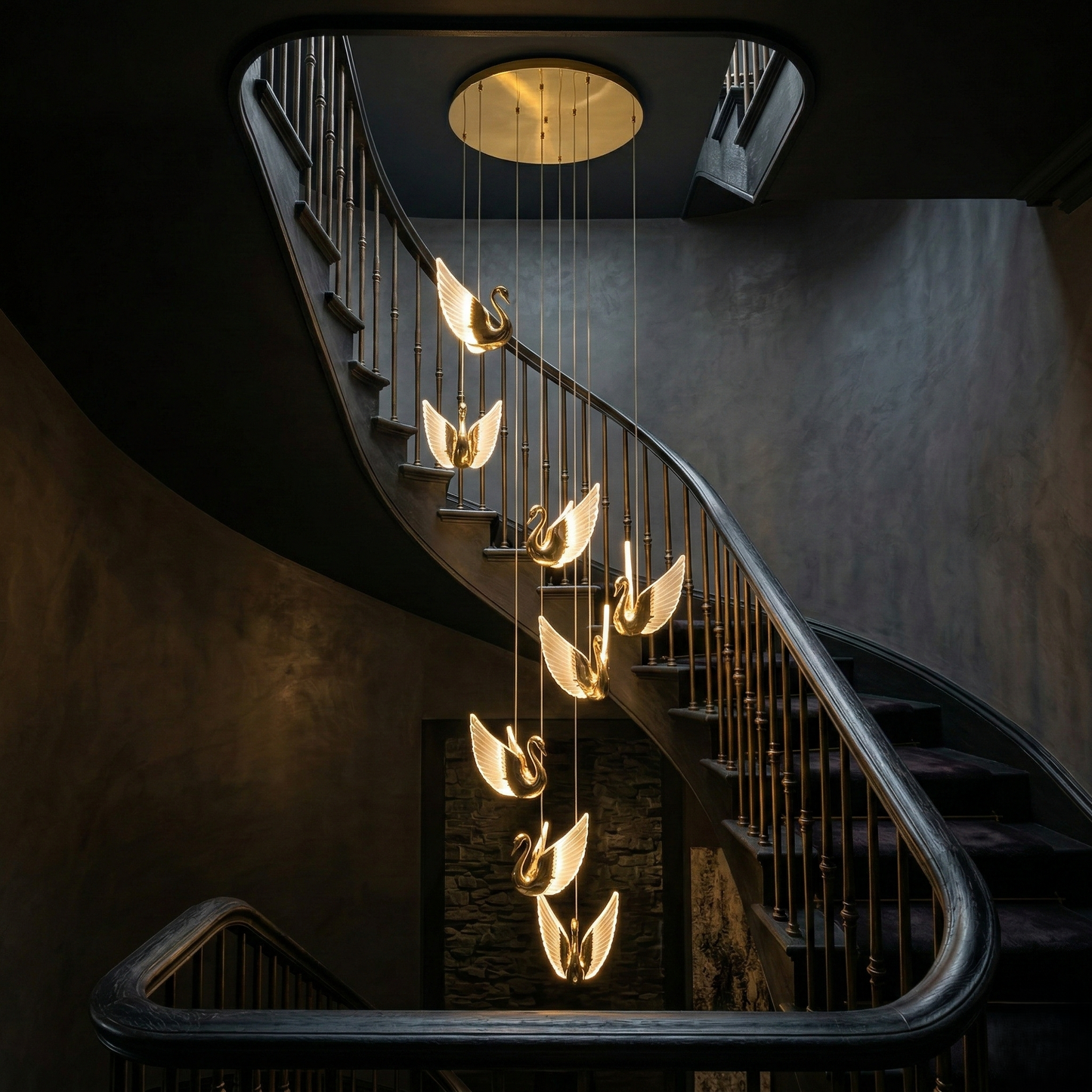 Swan Pendant Duplex Chandelier