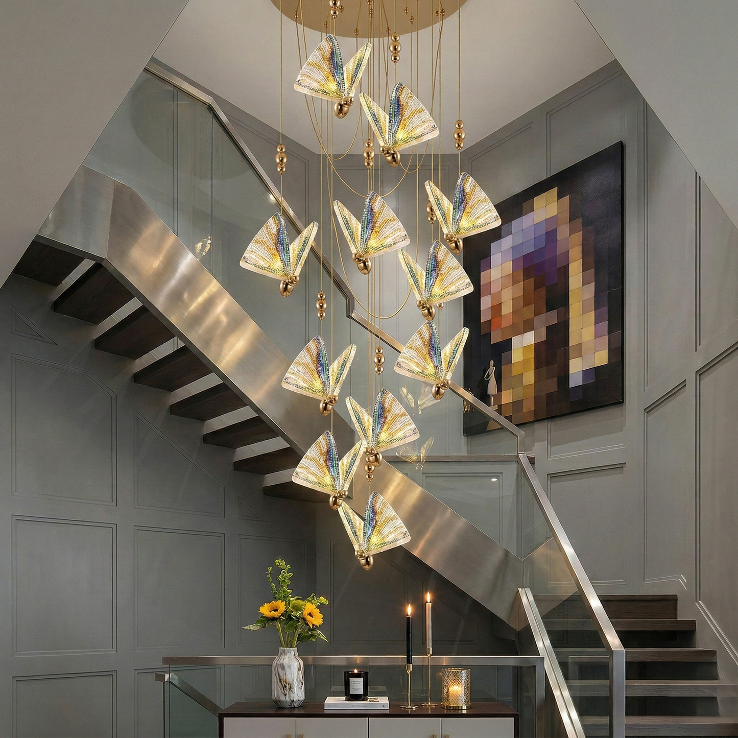 Butterfly Colorful Pendant Duplex Chandelier