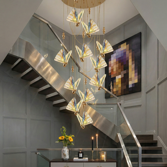 Butterfly Colorful Pendant Duplex Chandelier