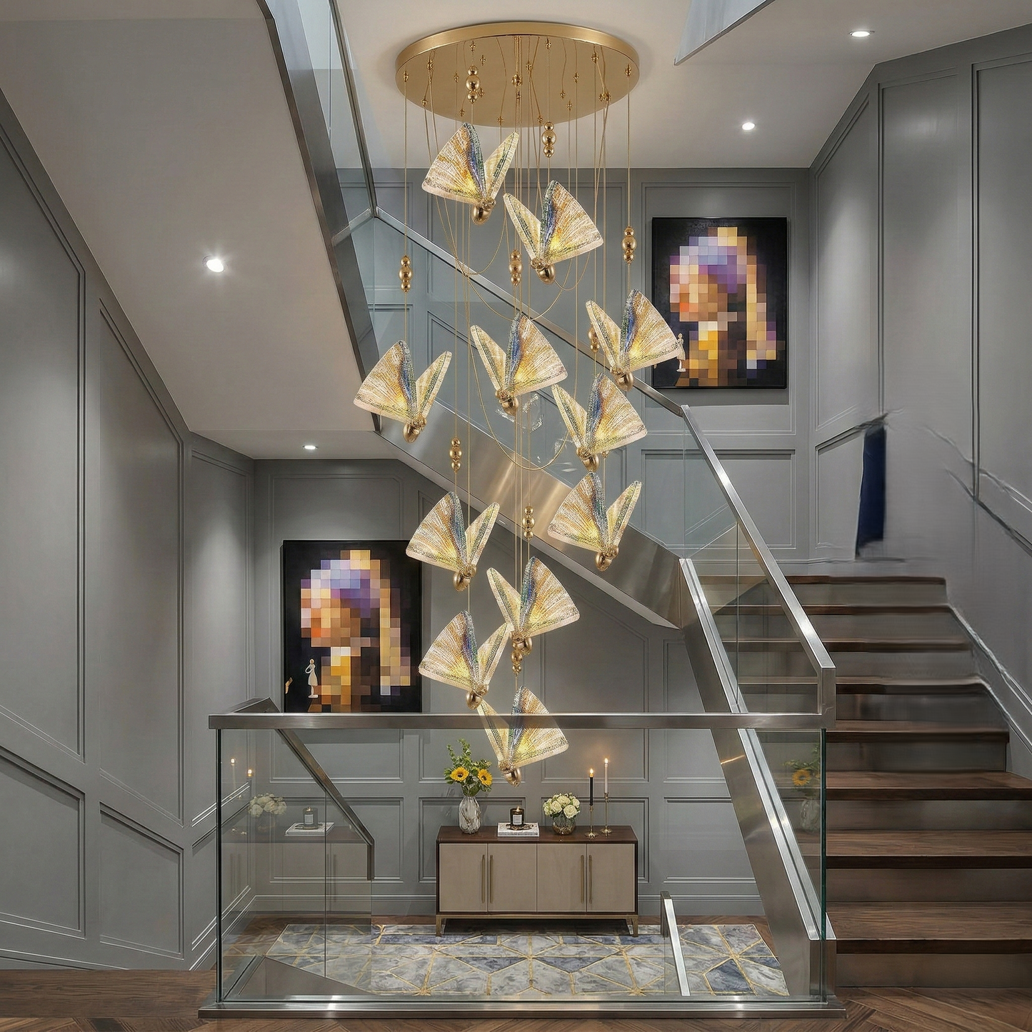 Butterfly Colorful Pendant Duplex Chandelier
