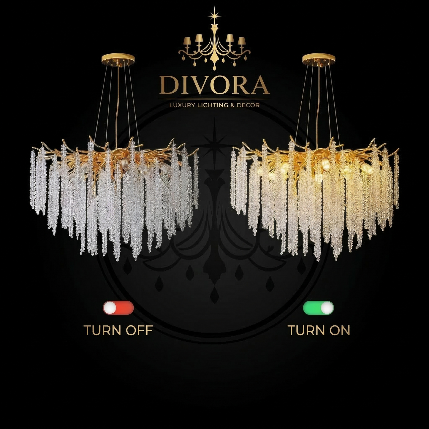 The Golden Wisteria Cascade Round Chandelier