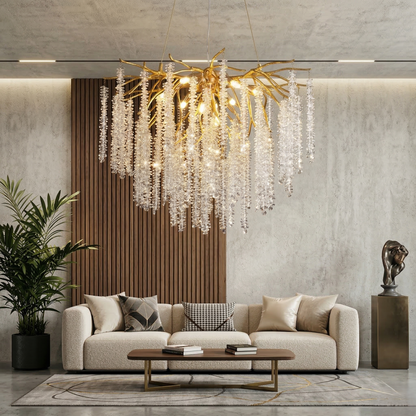 The Golden Wisteria Cascade Round Chandelier