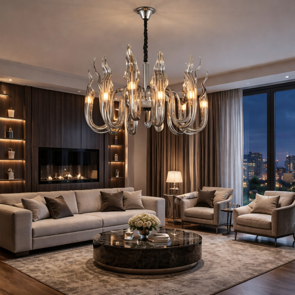 Swirling Glass Art Chandelier