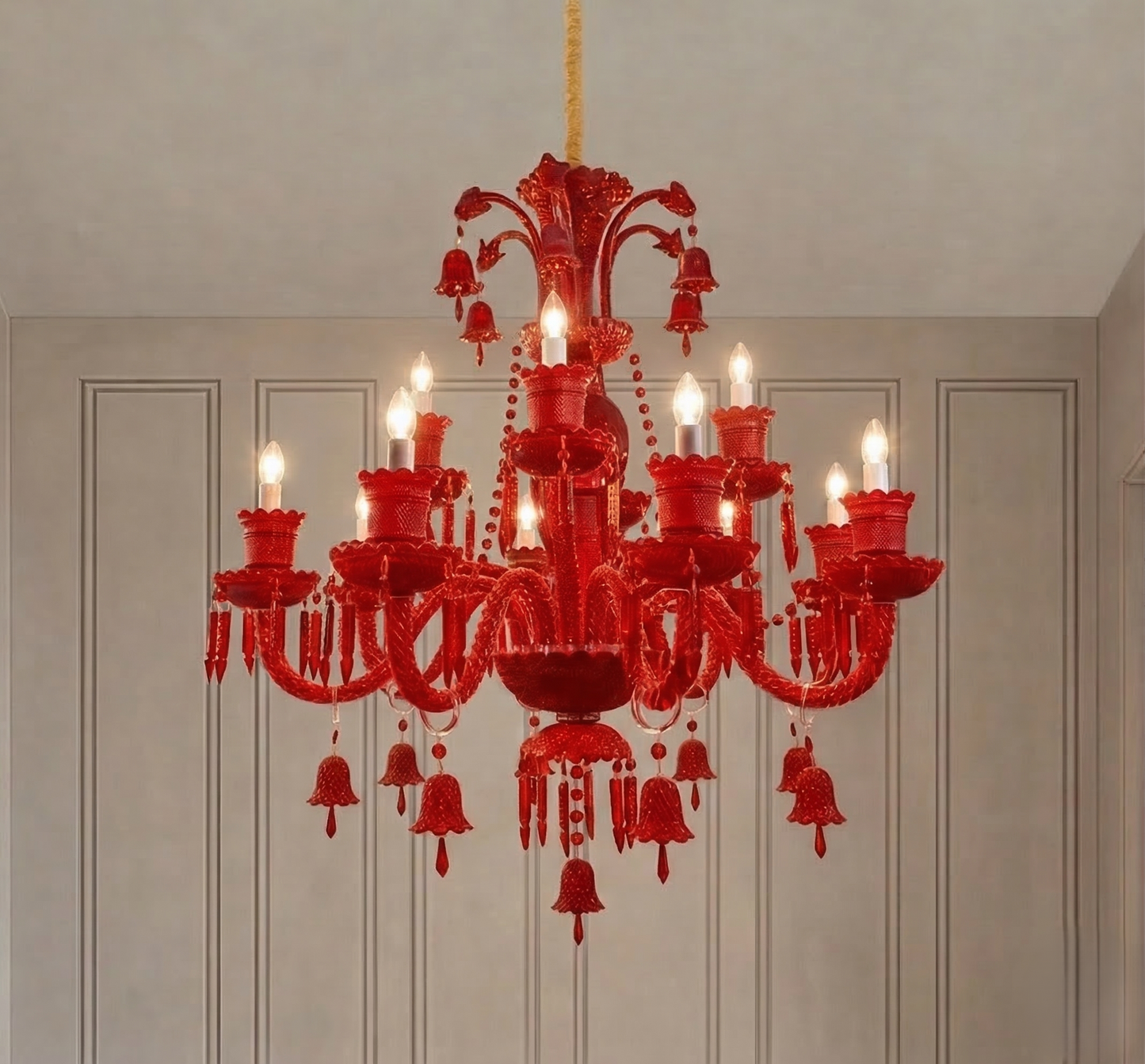 Red Luxe Italian Chandelier