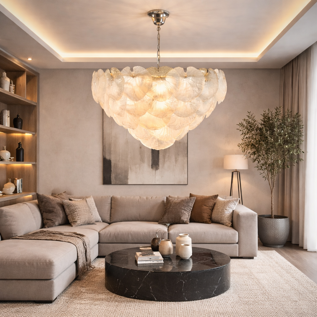 Frosted Elegance Round Chandelier