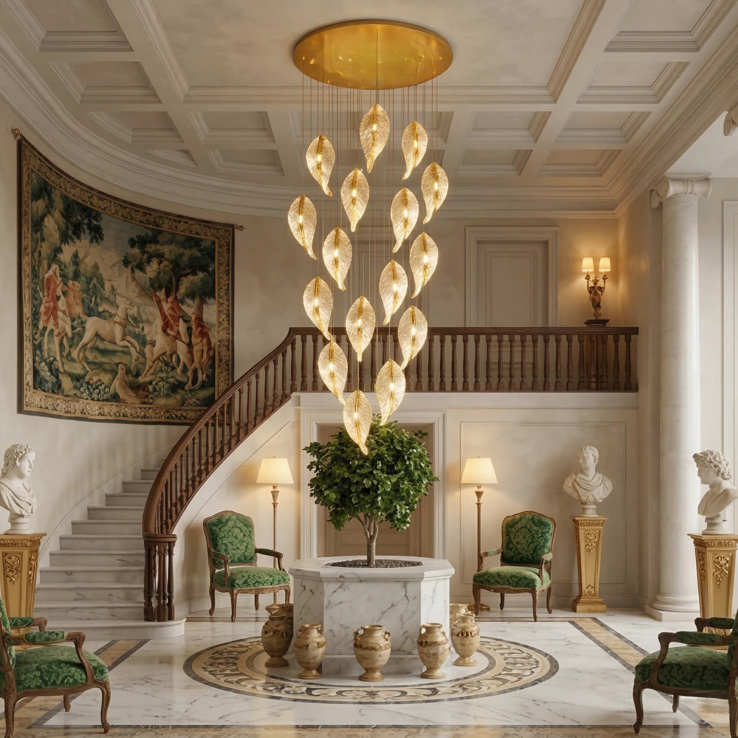 Falling Leaf Duplex Chandelier