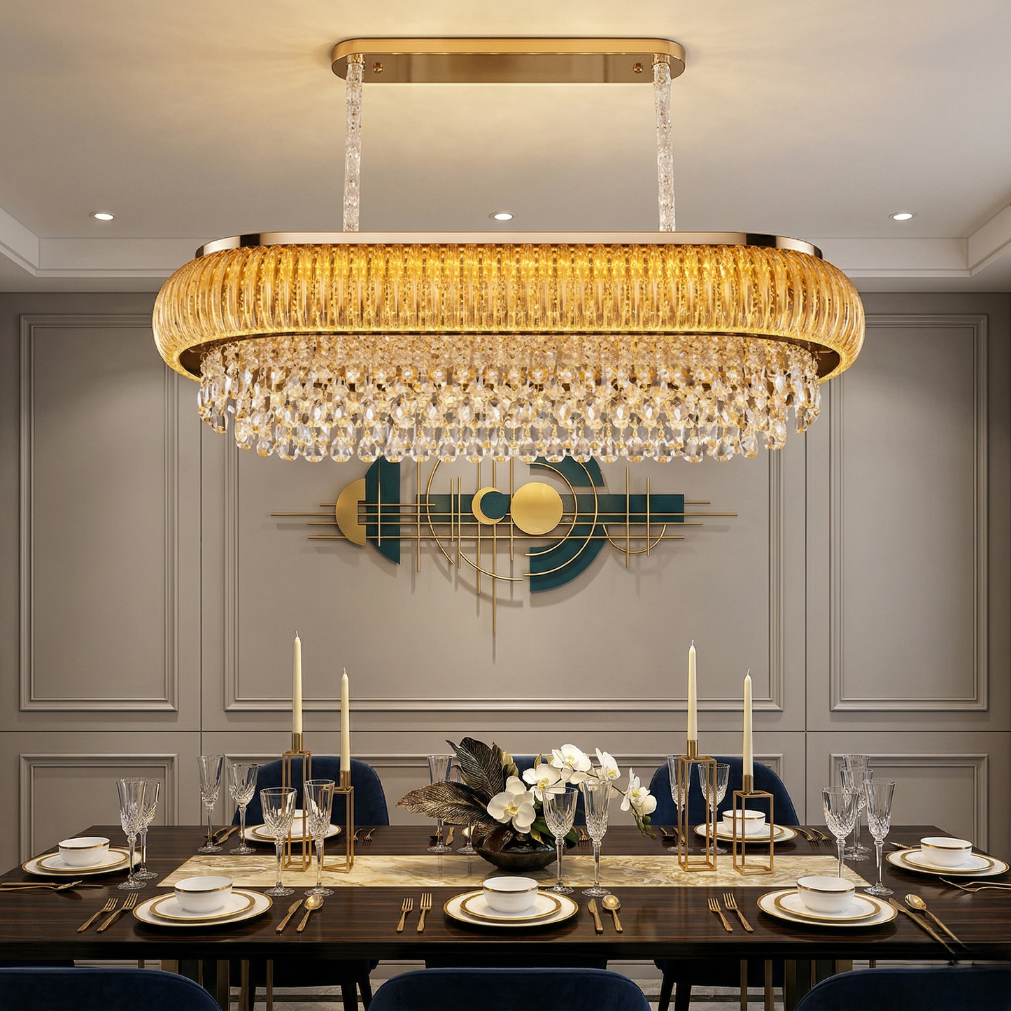 Luxe Crown Crystal Dining Chandelier