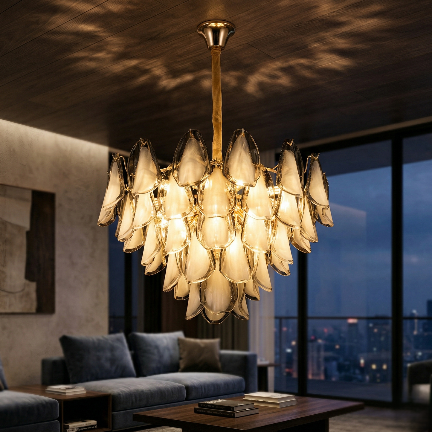 Opal Leaf Round Chandelier