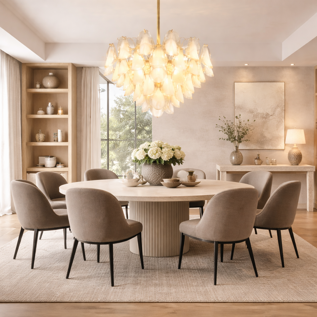 Opal Leaf Round Chandelier