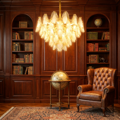 Opal Leaf Round Chandelier