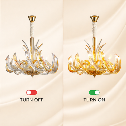 Golden Veil Glass Art Chandelier