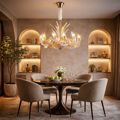 Golden Veil Glass Art Chandelier