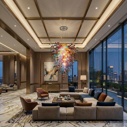 Prismatic Cascade Art-Glass Chandelier