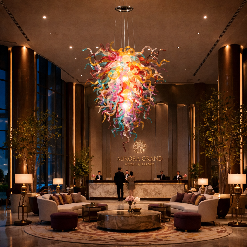 Prismatic Cascade Art-Glass Chandelier