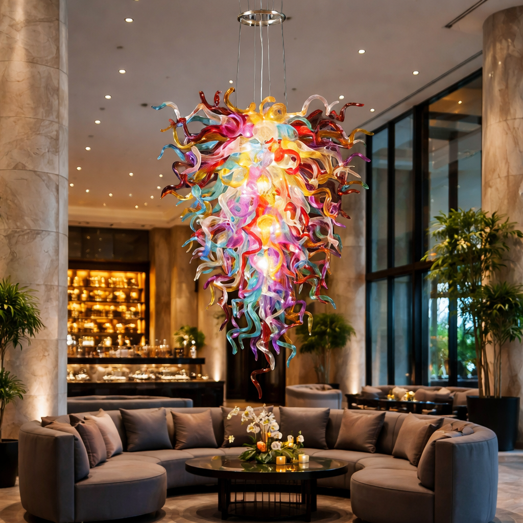 Prismatic Cascade Art-Glass Chandelier