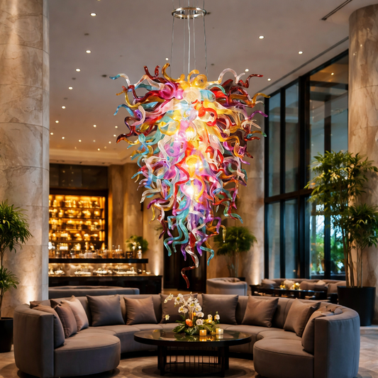 Prismatic Cascade Art-Glass Chandelier