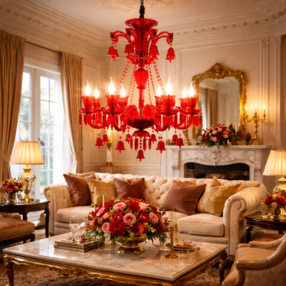 Red Luxe Italian Chandelier