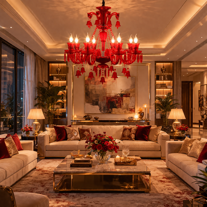 Red Luxe Italian Chandelier
